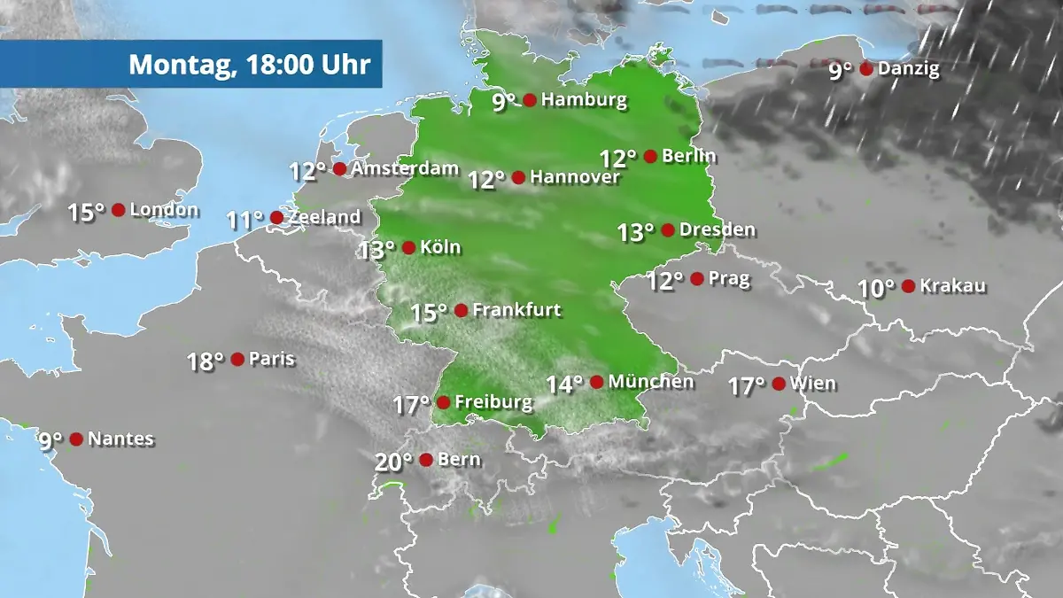 Prognose vom 6. April Der Regen- und Wolkenfilm für 48 Stunden
