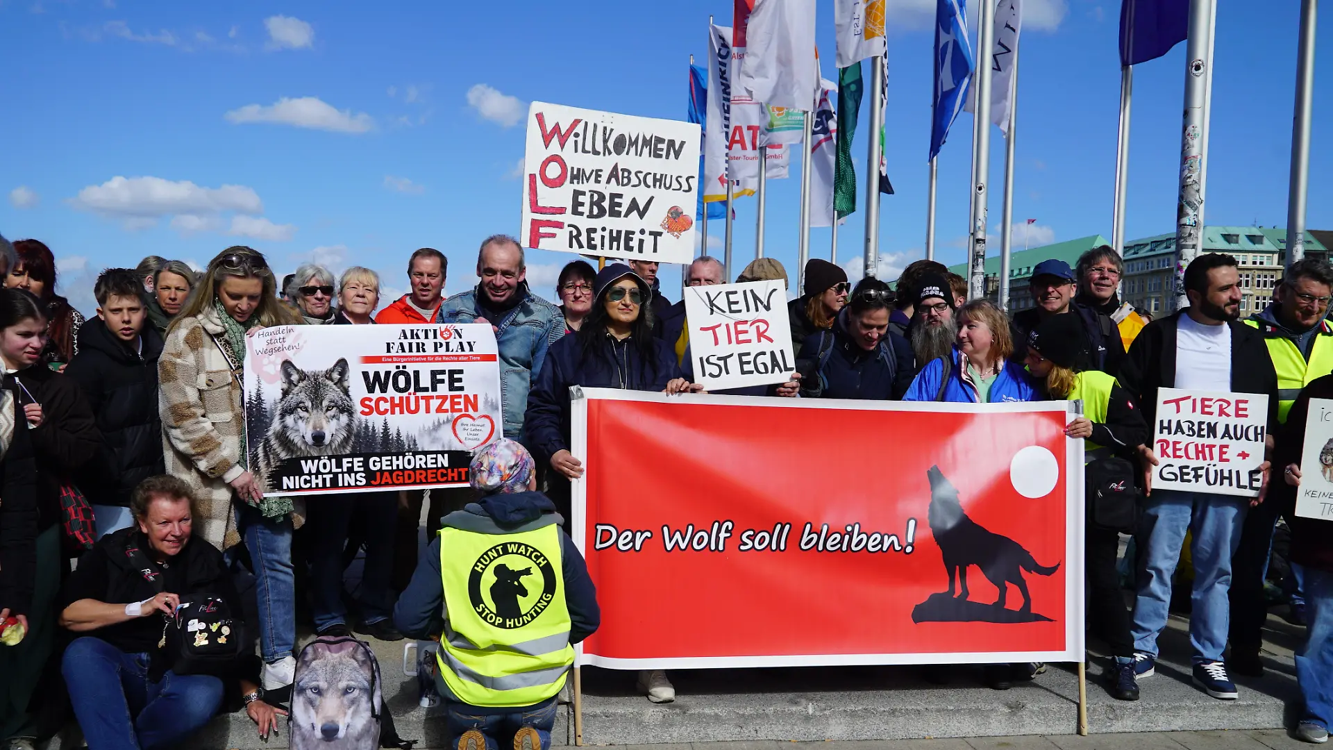 Freiheit für den Wolf - Ca. 100 Menschen demonstrieren für den in Hamburg eingefangenen Wolf / 050426