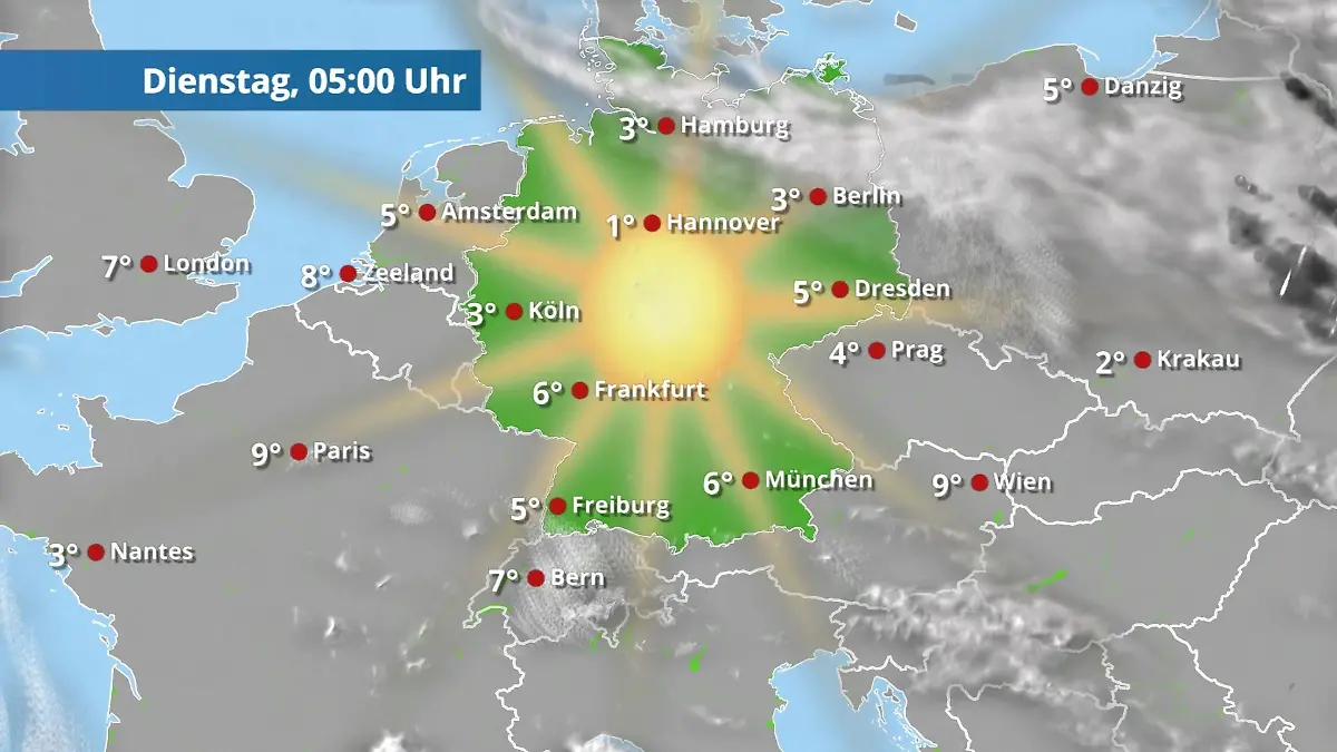 Prognose vom 6. April Der Regen- und Wolkenfilm für 48 Stunden