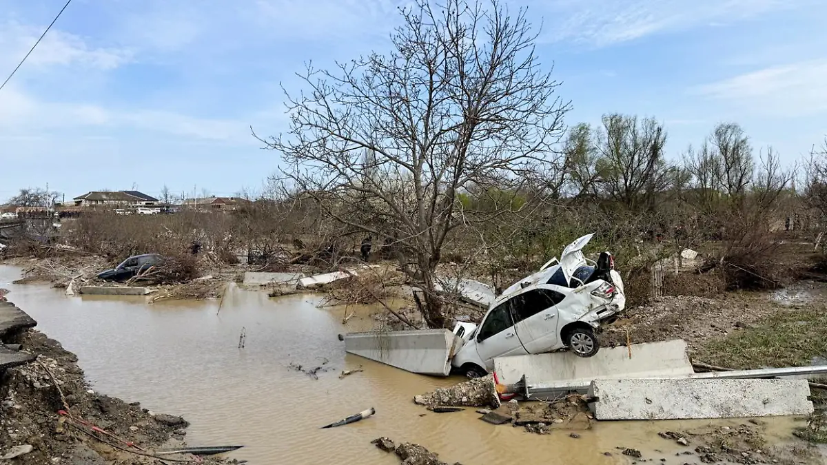 RUSSIA, REPUBLIC OF DAGESTAN - APRIL 6, 2026: A flood-hit area in the Derbent District after heavy rains (Credit Image: © Gyanzhevi Gadzibalayev/TASS via ZUMA Press