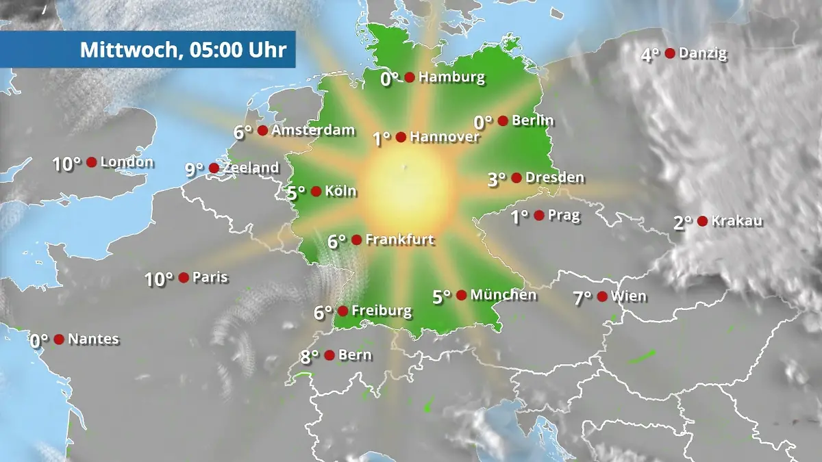 Prognose vom 7. April Der Regen- und Wolkenfilm für 48 Stunden
