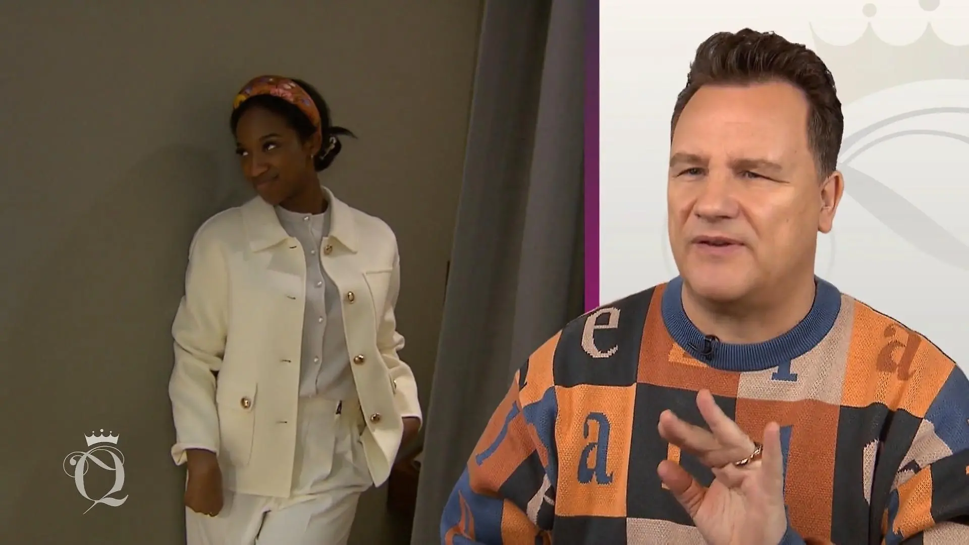 Rechts Guido im Kommentar, links Ricarda in einem cremefarbenen Outfit in einer Umkleidekabine.