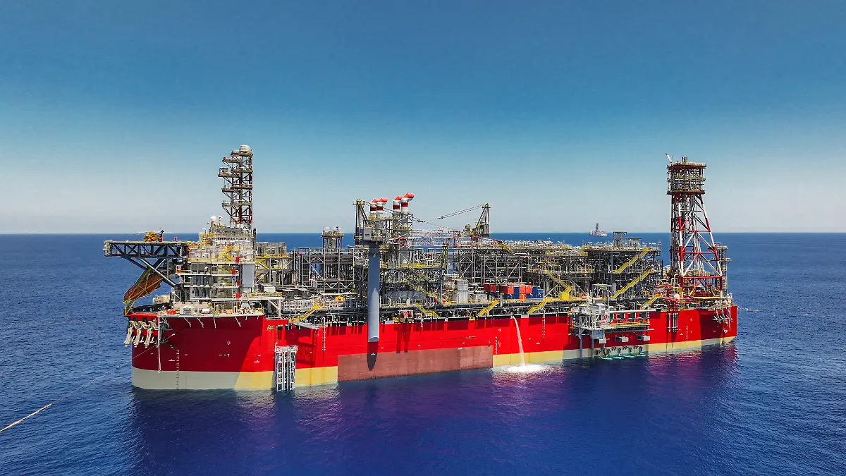 Energean's floating production unit, FPSO, is seen offshore Israel in the eastern Mediterranean, June 10, 2022. The unit is expected to begin natural gas production in the coming days. Energean/Handout via REUTERS ATTENTION EDITORS - THIS IMAGE WAS PROVIDED BY A THIRD PARTY