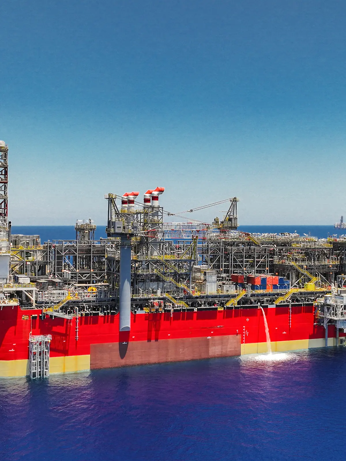 Energean's floating production unit, FPSO, is seen offshore Israel in the eastern Mediterranean, June 10, 2022. The unit is expected to begin natural gas production in the coming days. Energean/Handout via REUTERS ATTENTION EDITORS - THIS IMAGE WAS PROVIDED BY A THIRD PARTY