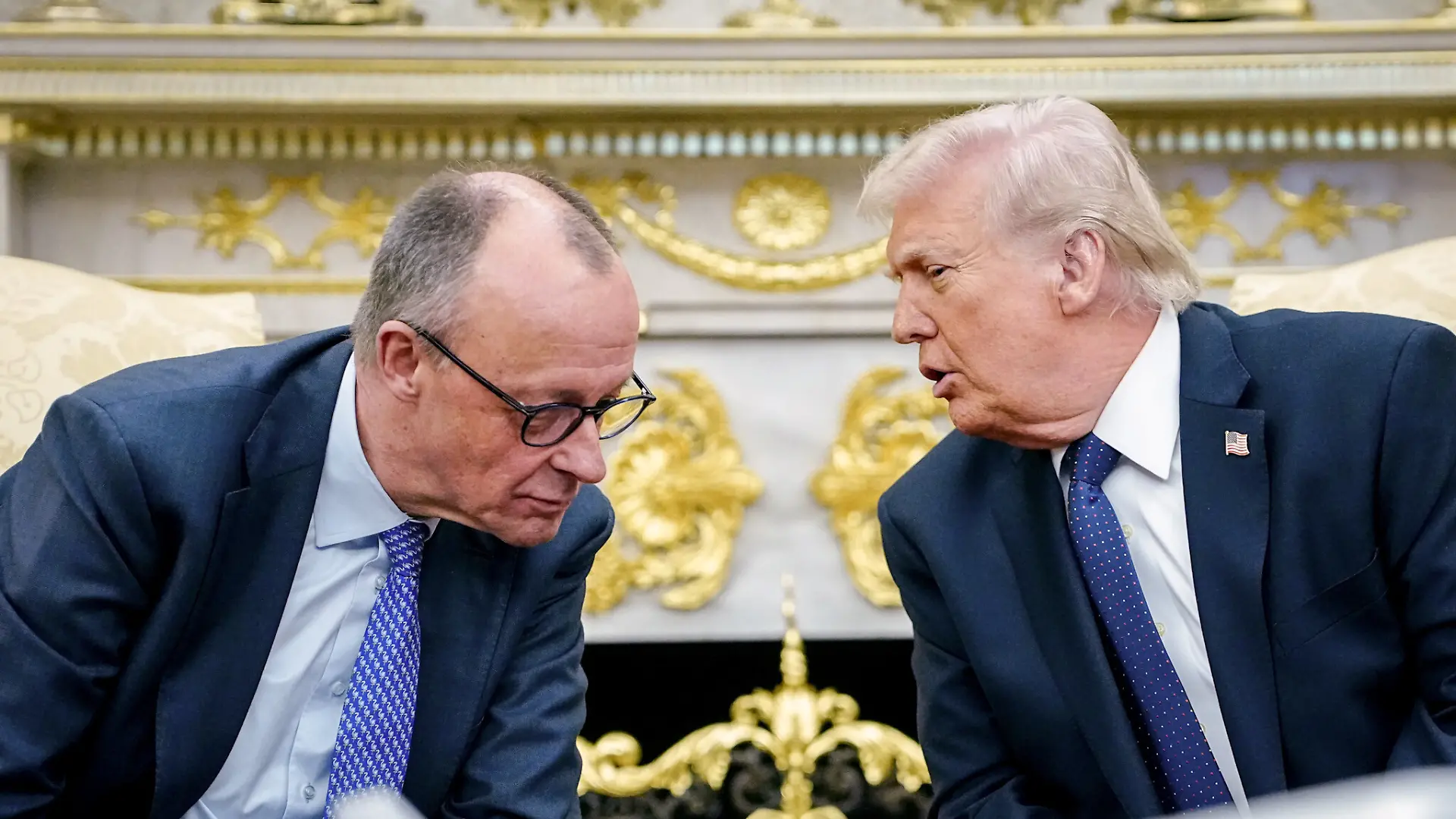 US-Präsident Donald Trump empfängt Bundeskanzler Friedrich Merz (CDU) im Weißen Haus. (zu dpa: «Waffenruhe im Iran-Krieg: Merz telefoniert mit Trump») +++ dpa-Bildfunk +++