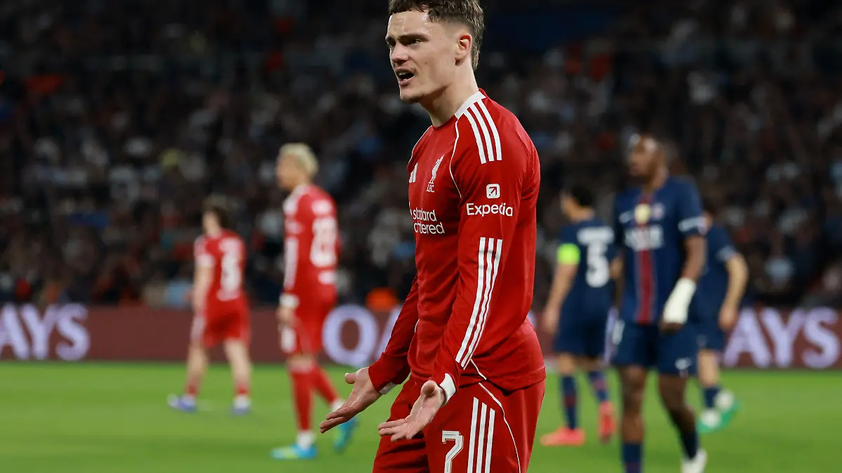 Soccer Football - UEFA Champions League - Quarter Final - First Leg - Paris St Germain v Liverpool - Parc des Princes, Paris, France - April 8, 2026 Liverpool's Florian Wirtz reacts REUTERS/Stephanie Lecocq