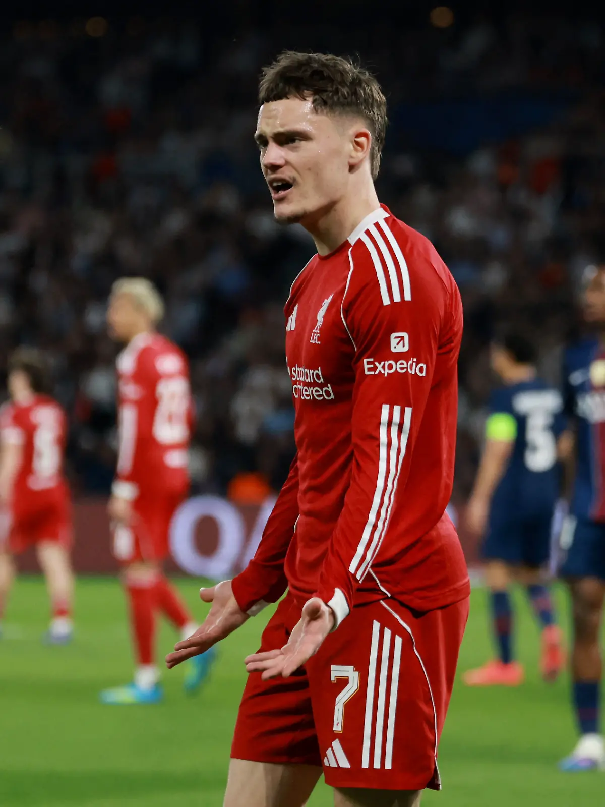 Soccer Football - UEFA Champions League - Quarter Final - First Leg - Paris St Germain v Liverpool - Parc des Princes, Paris, France - April 8, 2026 Liverpool's Florian Wirtz reacts REUTERS/Stephanie Lecocq