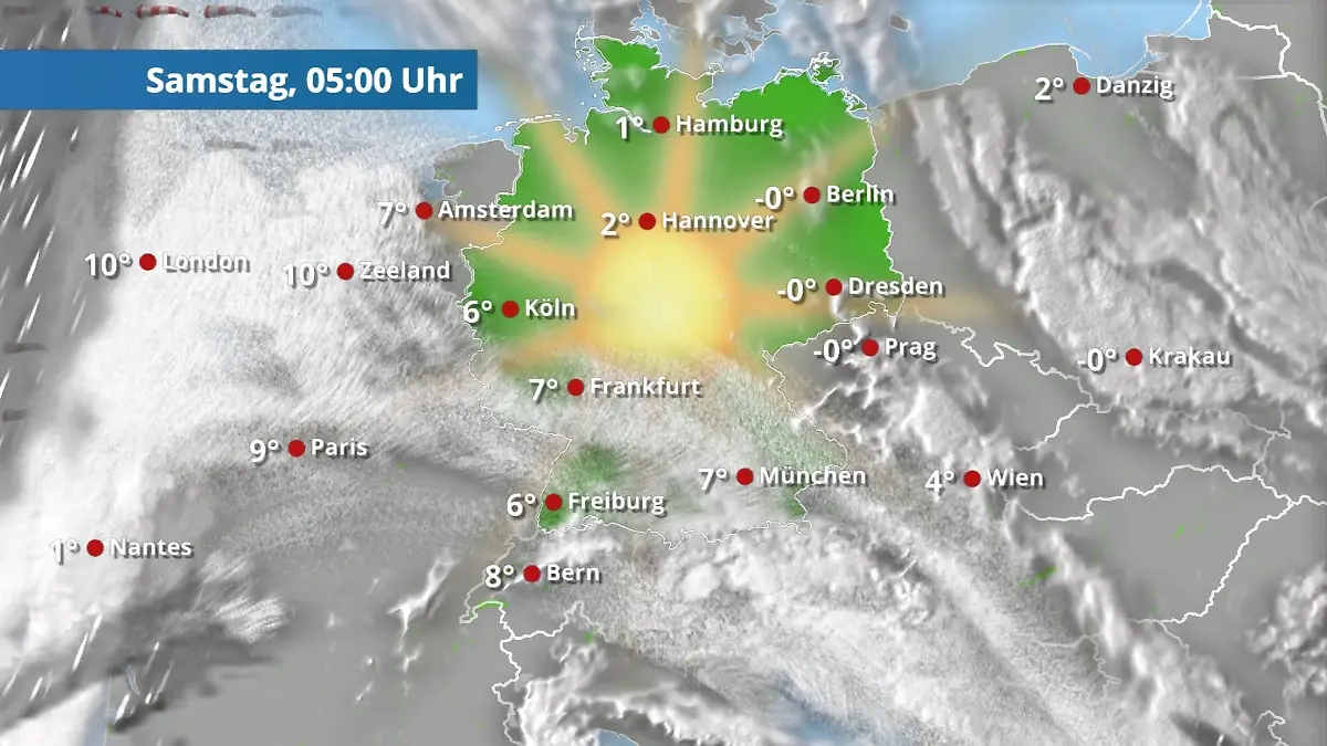 Prognose vom 10. April Der Regen- und Wolkenfilm für 48 Stunden