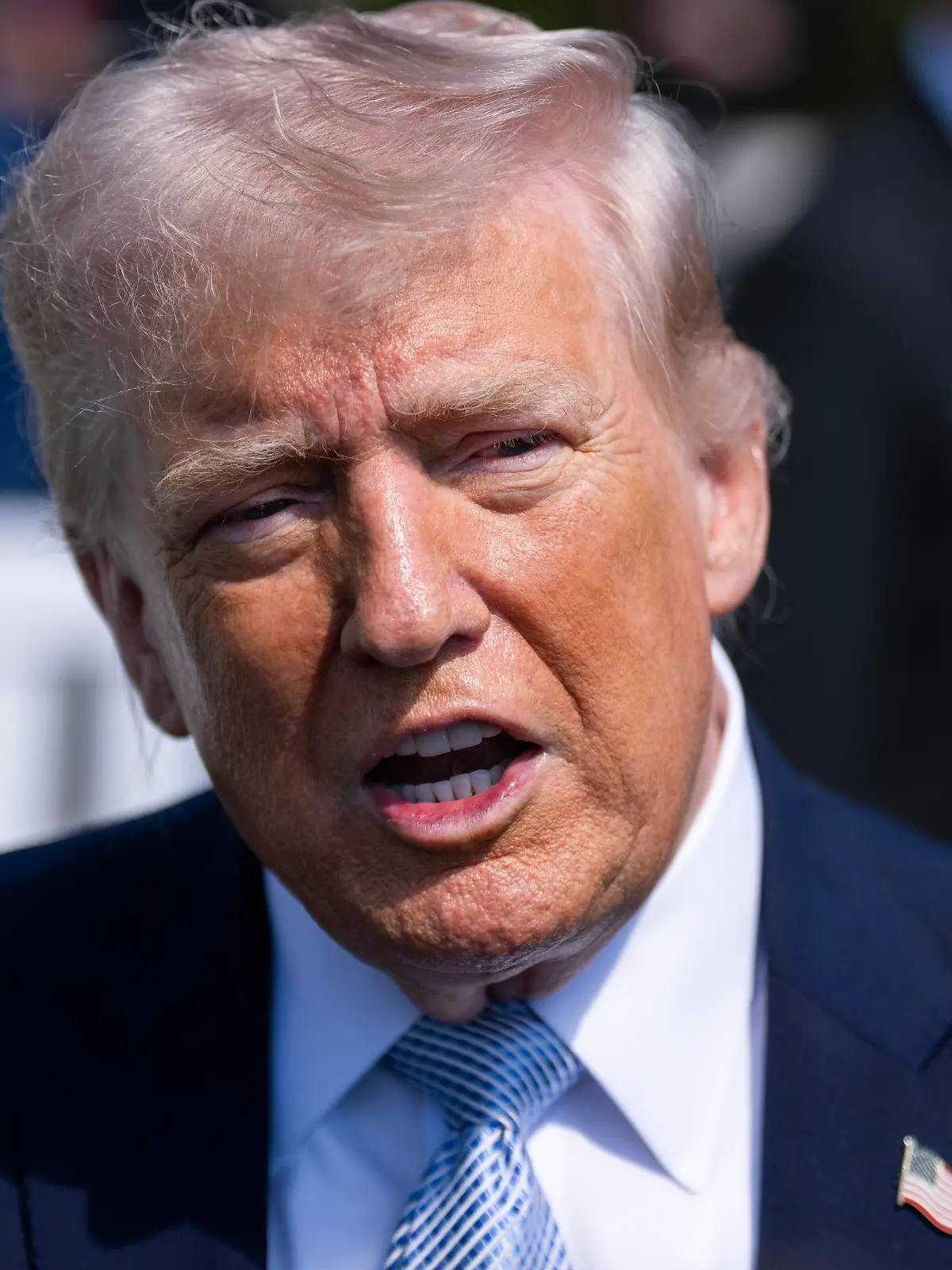 UNITED STATES - APRIL 6: President Donald Trump talks with reporters on the South Lawn during the White House Easter Egg Roll on Monday, April 6, 2026. (Tom Williams/CQ Roll Call/Sipa USA)