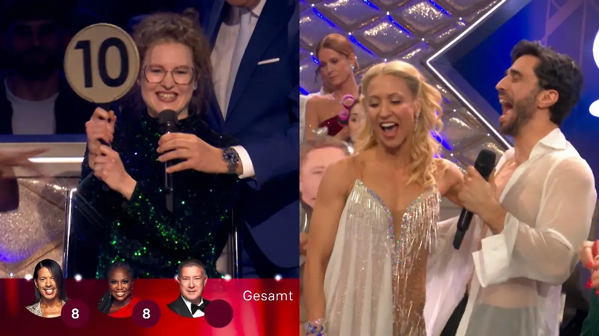 Zuschauerin Elena zückt mutig die zehn Punkte-Kelle.