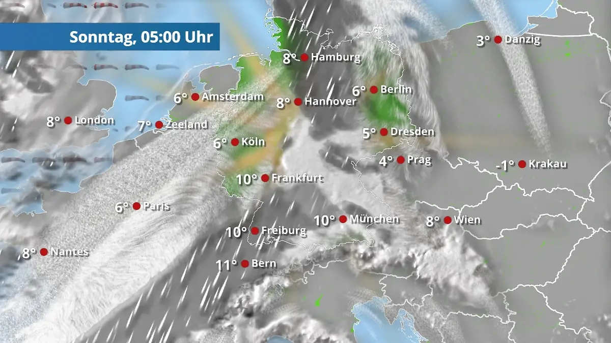 Prognose vom 11. April Der Regen- und Wolkenfilm für 48 Stunden