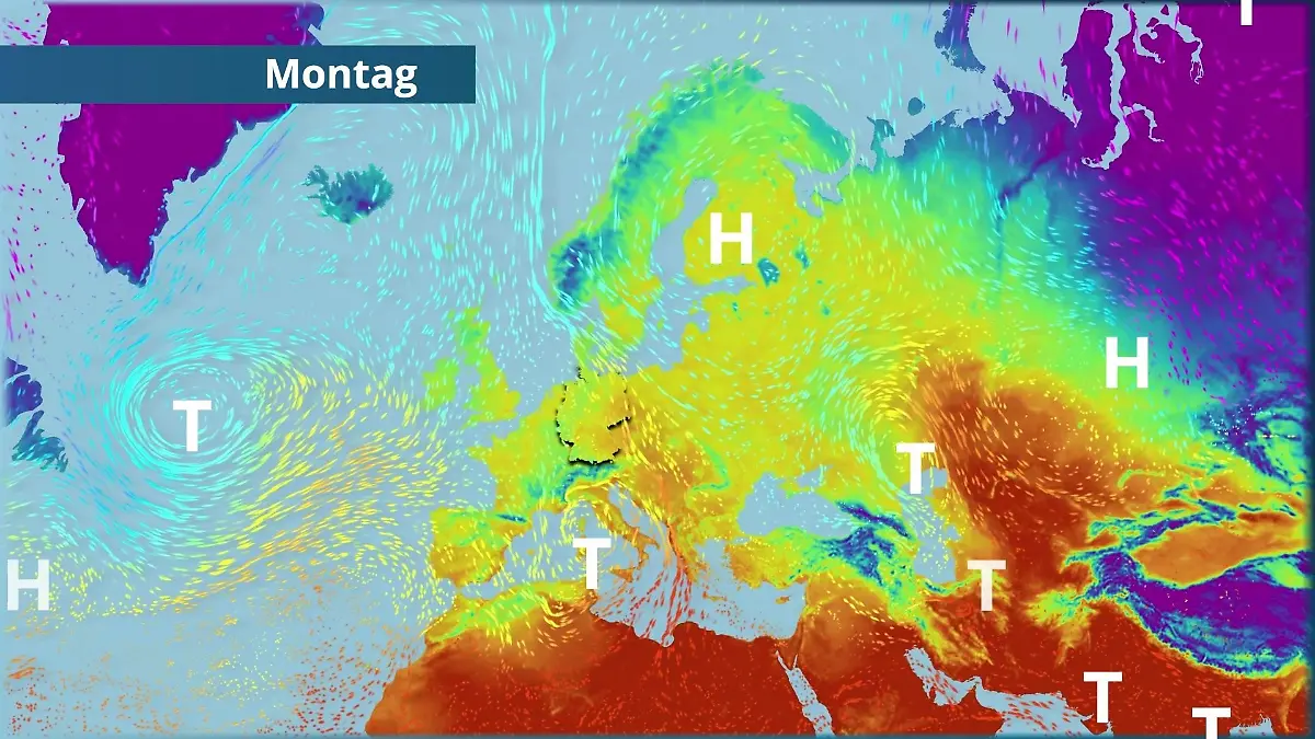 Prognose vom 12. April Der Strömungsfilm für Europa für 5 Tage