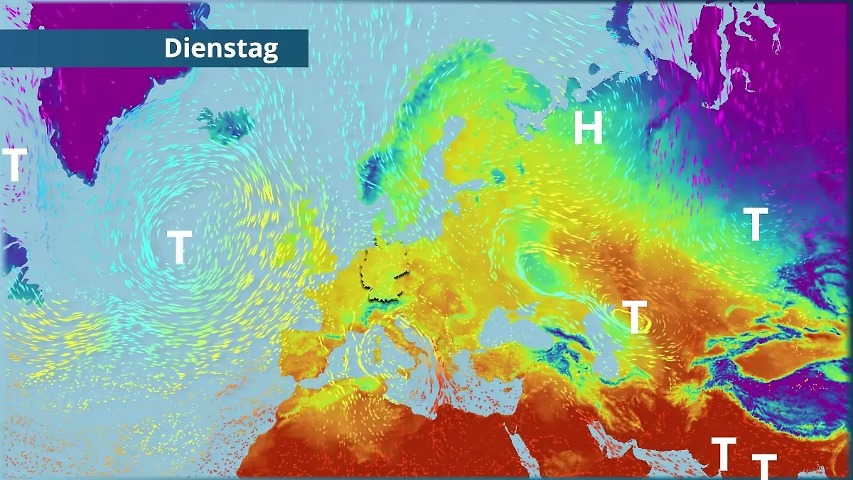 Prognose vom 13. April Der Strömungsfilm für Europa für 5 Tage