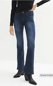 Dunkle Bootcut-Jeans mit Stretch