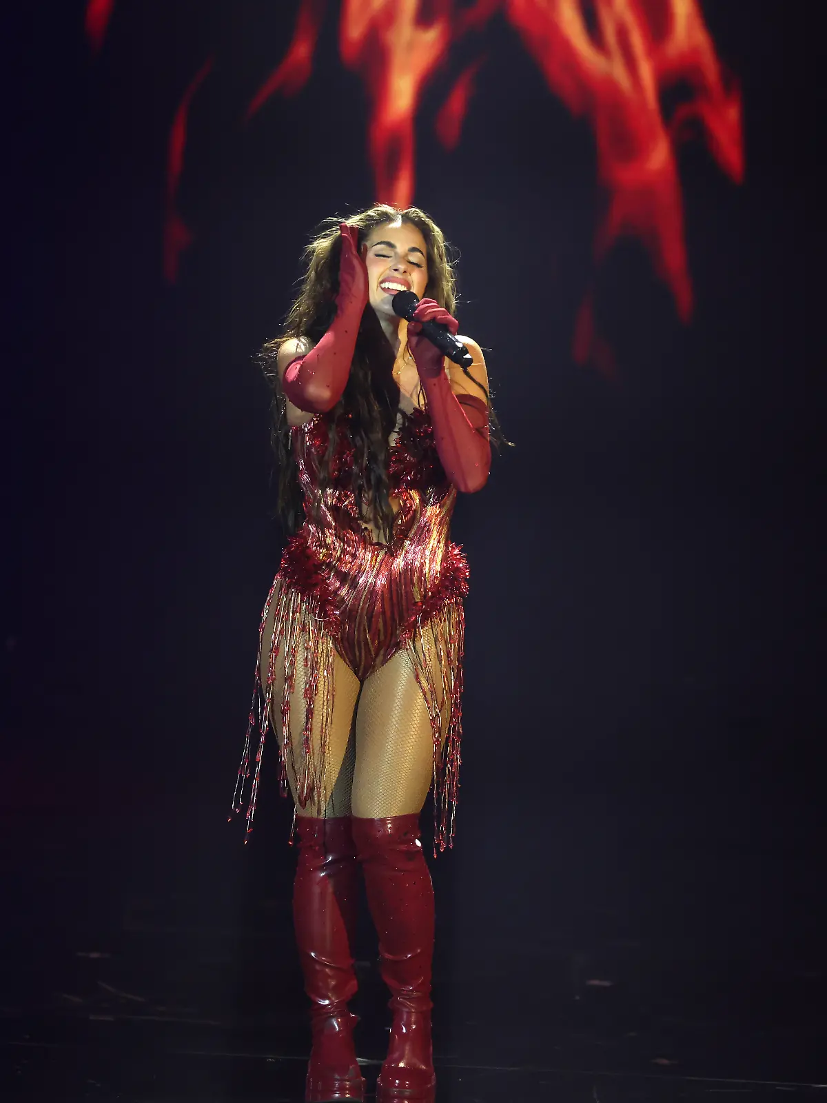 BERLIN, GERMANY - FEBRUARY 28: Sarah Engels participates in the Eurovision Song Contest (ESC) German final at Studio Berlin Adlershof on February 28, 2026 in Berlin, Germany. Nine finalist acts competed in the final selection for the German national winner to challenge international singers in the 70th Eurovision Song Contest in Vienna in May. (Photo by Adam Berry/Getty Images)