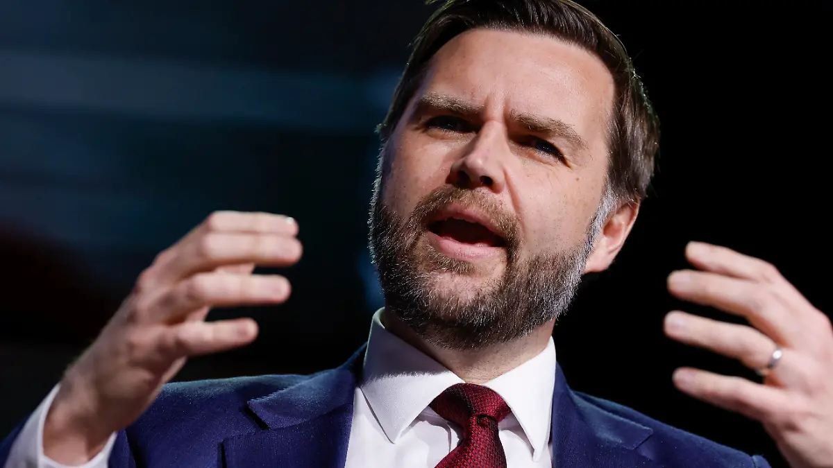 Vice President JD Vance speaks during a Turning Point USA event at Akins Ford Arena at the Classic Center in Athens, Ga., Tuesday, April 14, 2026. (Chip Somodevilla/Pool via AP)