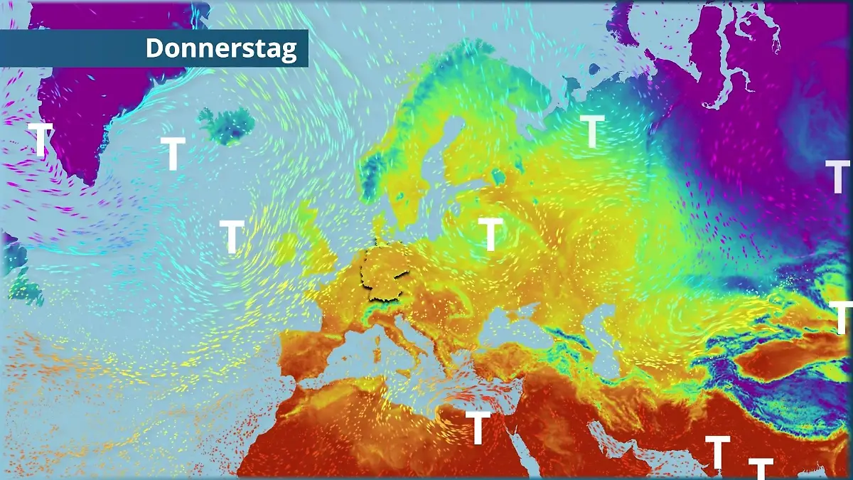 Prognose vom 15. April Der Strömungsfilm für Europa für 5 Tage