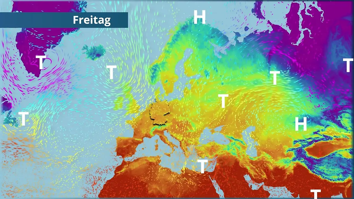 Prognose vom 16. April Der Strömungsfilm für Europa für 5 Tage
