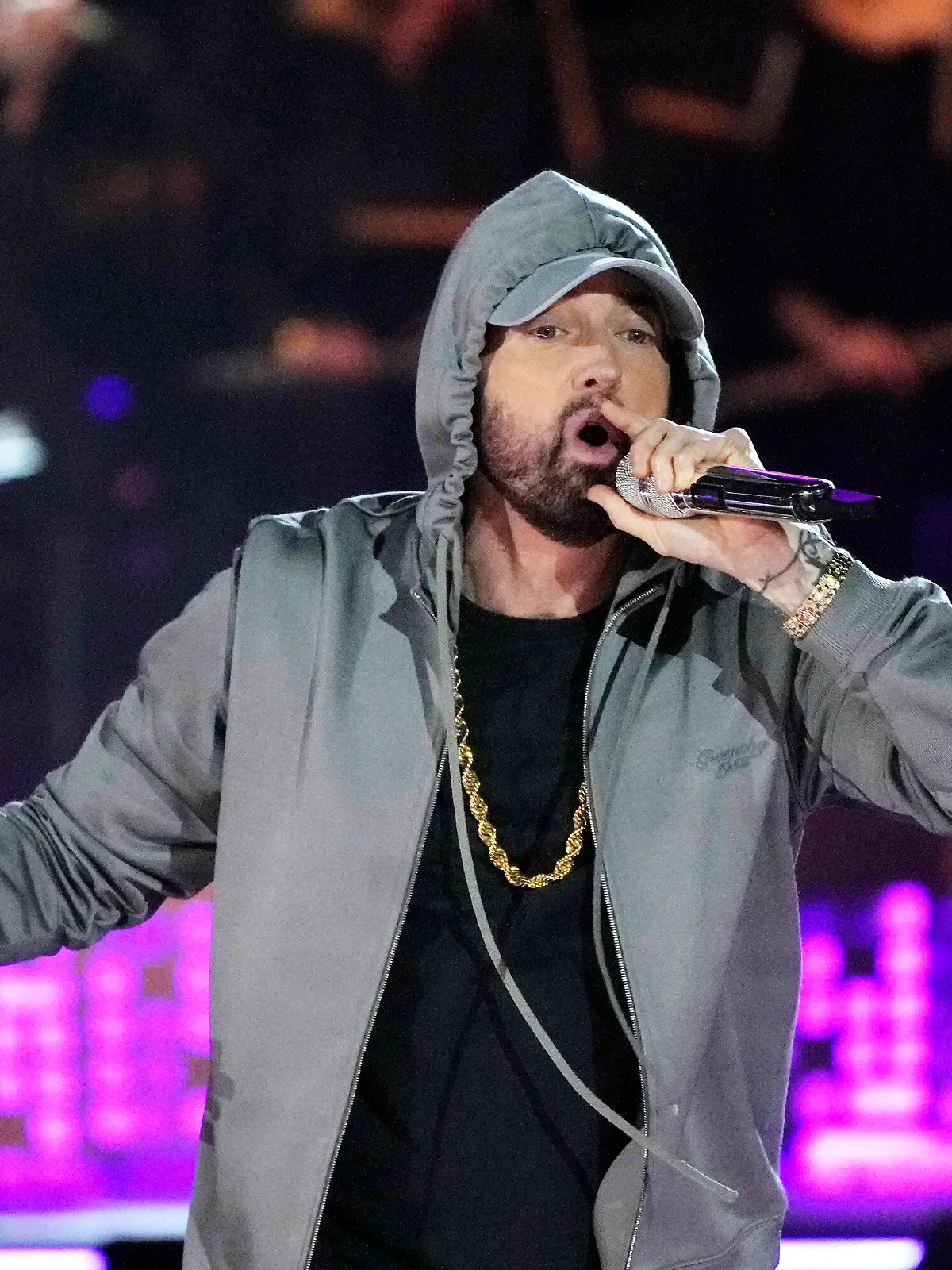 FILE - Eminem performs during "Live From Detroit: The Concert at Michigan Central," on June 6, 2024, in Detroit. (AP Photo/Carlos Osorio, File)