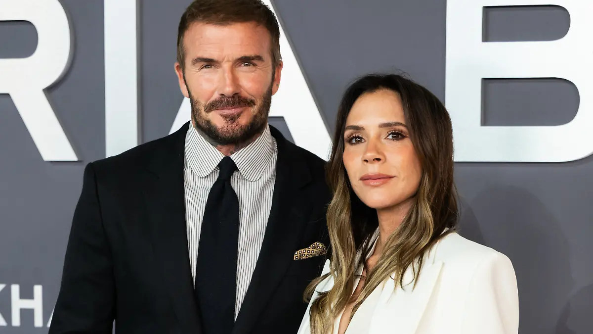 LONDON, ENGLAND - OCTOBER 08: Victoria Beckham and David Beckham attend the "Victoria Beckham" World Premiere at the Curzon Mayfair on October 08, 2025 in London, England. (Photo by Samir Hussein/WireImage)