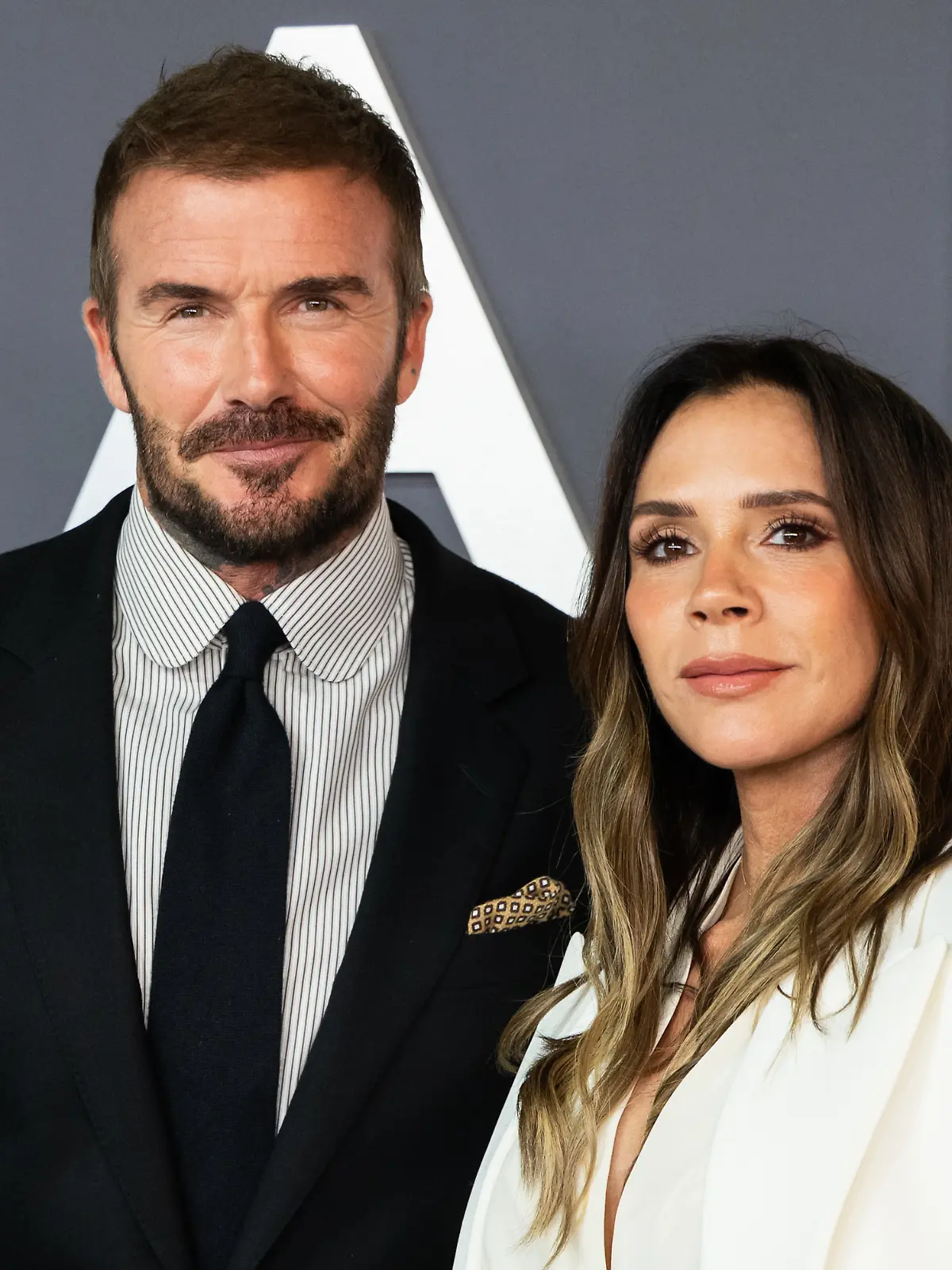 LONDON, ENGLAND - OCTOBER 08: Victoria Beckham and David Beckham attend the "Victoria Beckham" World Premiere at the Curzon Mayfair on October 08, 2025 in London, England. (Photo by Samir Hussein/WireImage)