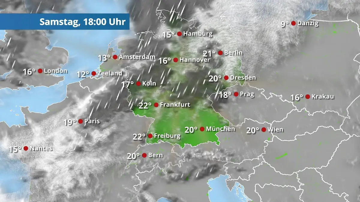 Prognose vom 18. April Der Regen- und Wolkenfilm für 48 Stunden