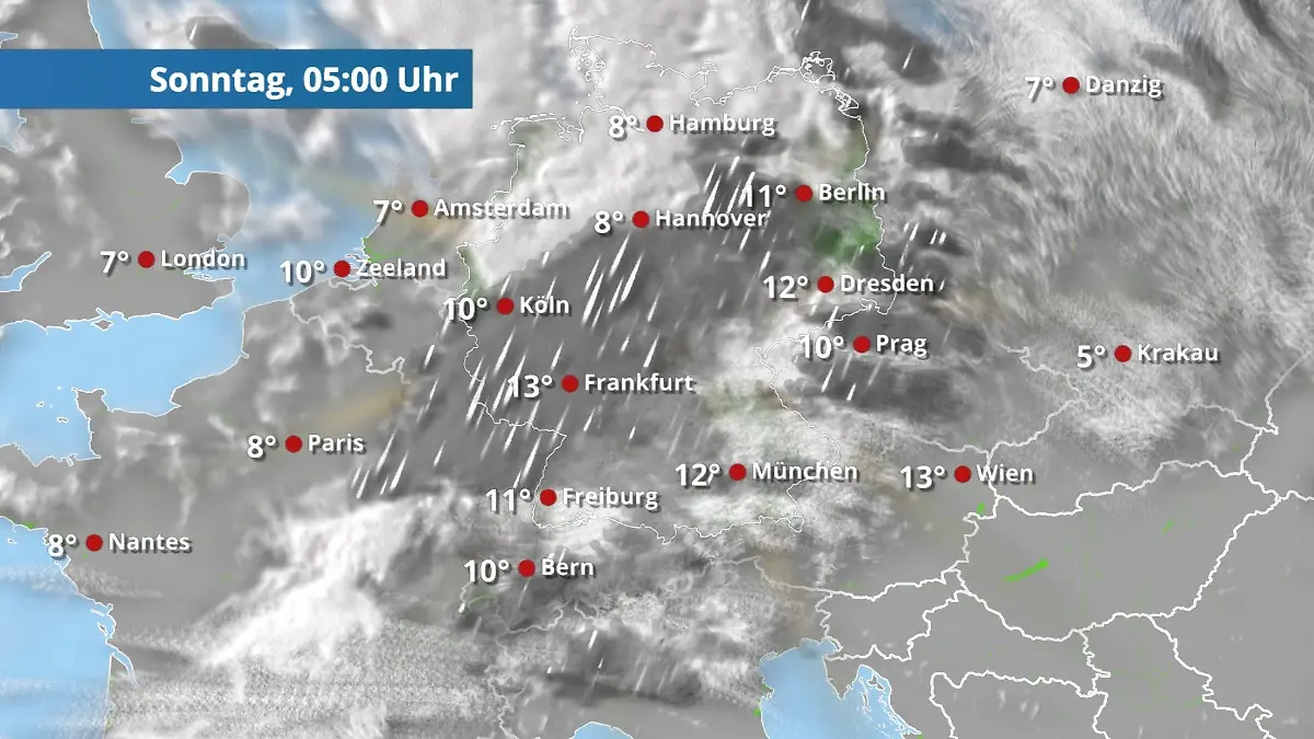 Prognose vom 18. April Der Regen- und Wolkenfilm für 48 Stunden