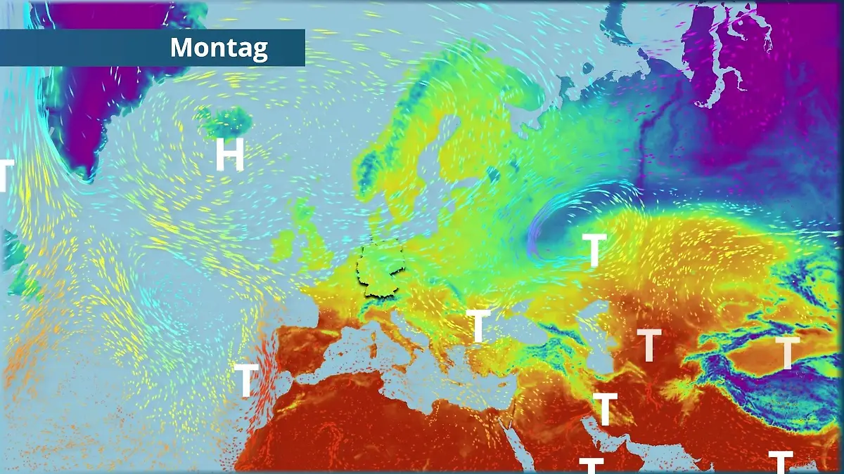 Prognose vom 19. April Der Strömungsfilm für Europa für 5 Tage