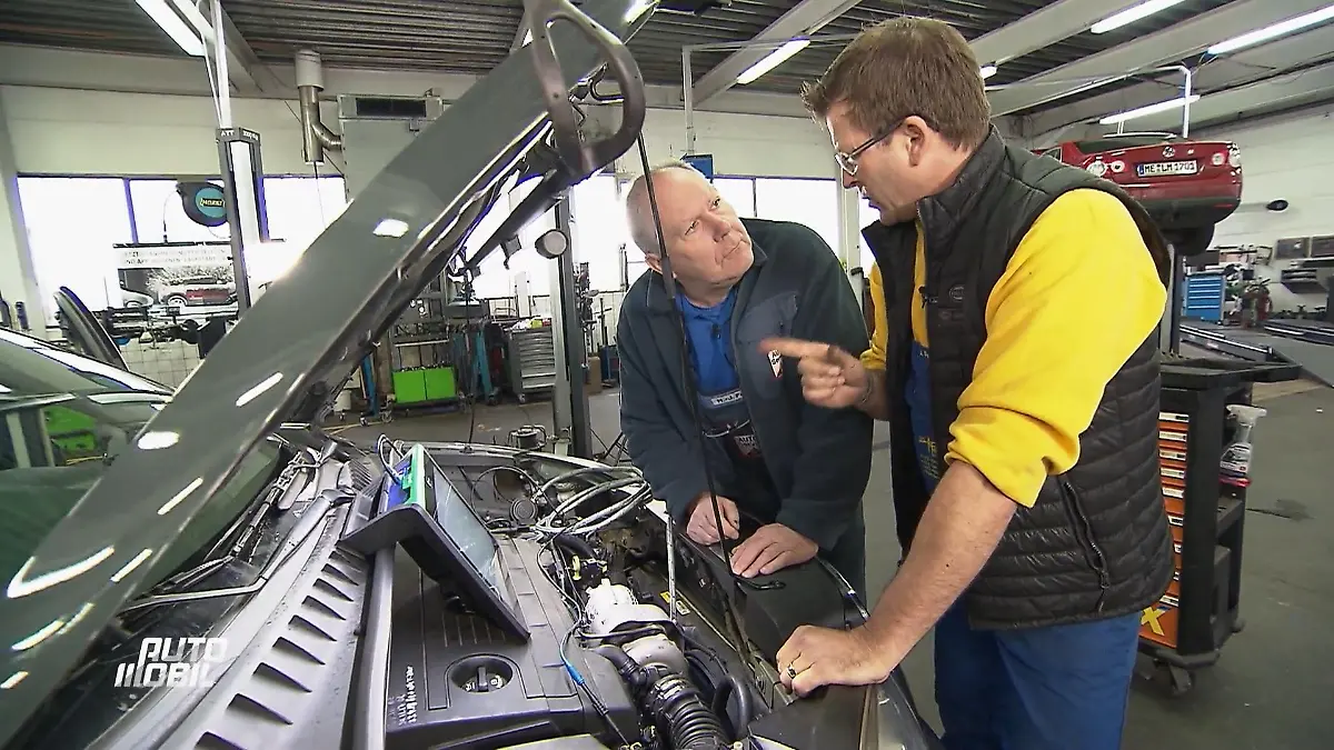 Die Autodoktoren diskutieren bei offener Motohaube