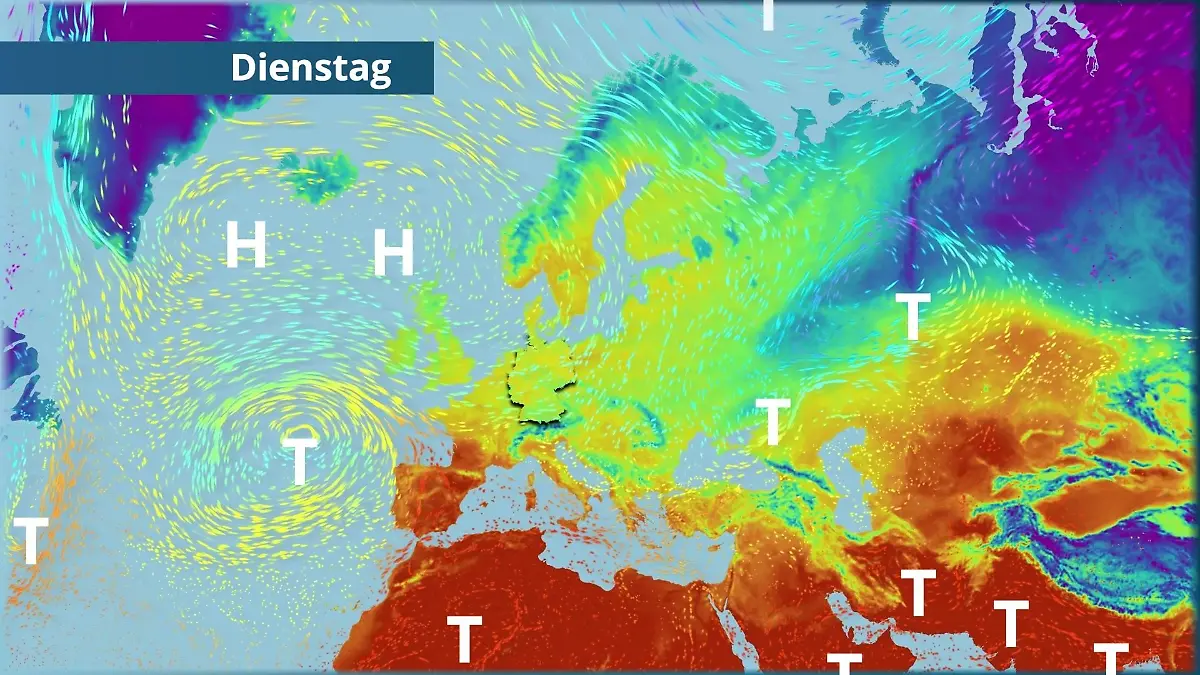 Prognose vom 20. April Der Strömungsfilm für Europa für 5 Tage