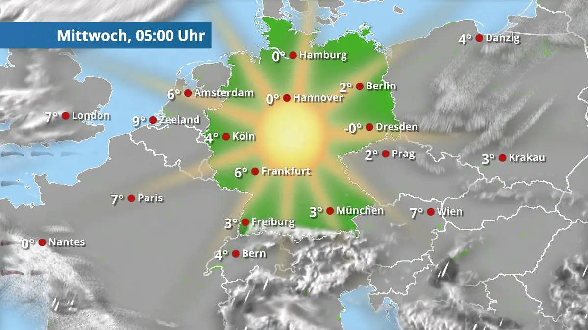 Prognose vom 21. April Der Regen- und Wolkenfilm für 48 Stunden