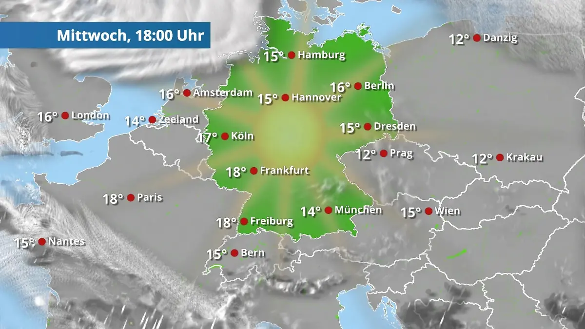 Prognose vom 22. April Der Regen- und Wolkenfilm für 48 Stunden