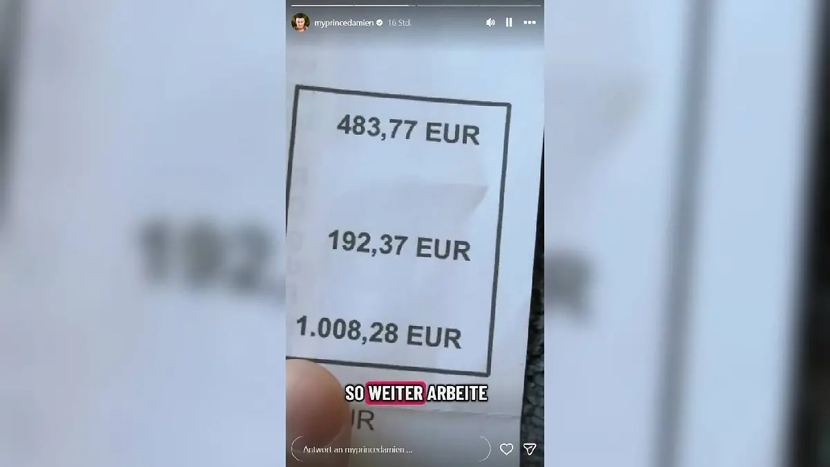 Prince Damien teilt auf Instagram seinen Rentenbescheid.