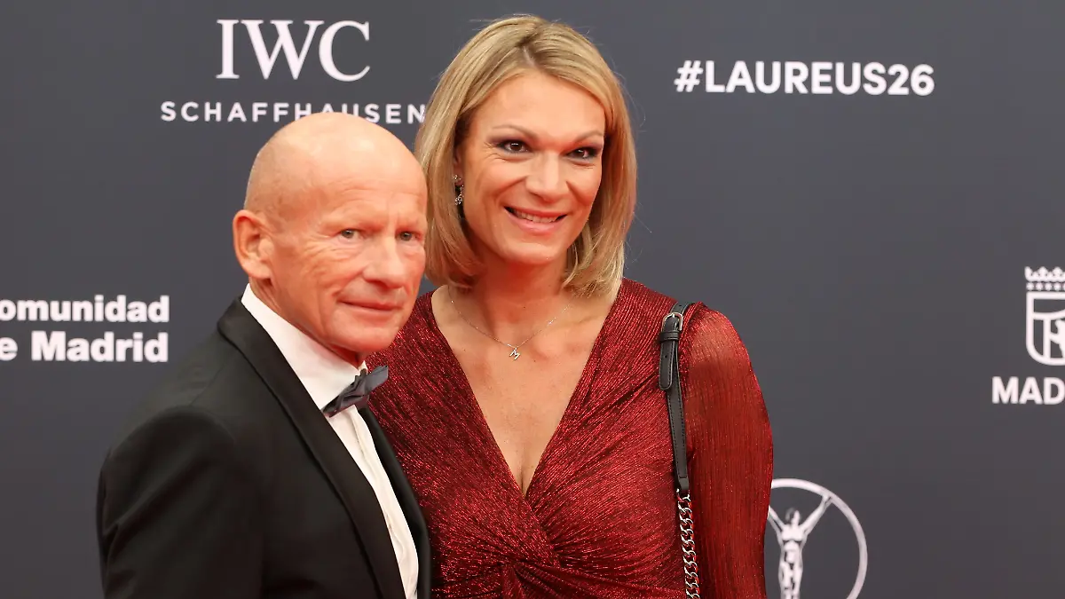 Former alpine skiing star Maria HOEFL- RIESCH (GER) with partner Johann SCHREMPF at the red carpet of the Laureus World Sports Award 2026, Madrid,Palacio de Cibeles, 20.04.2026