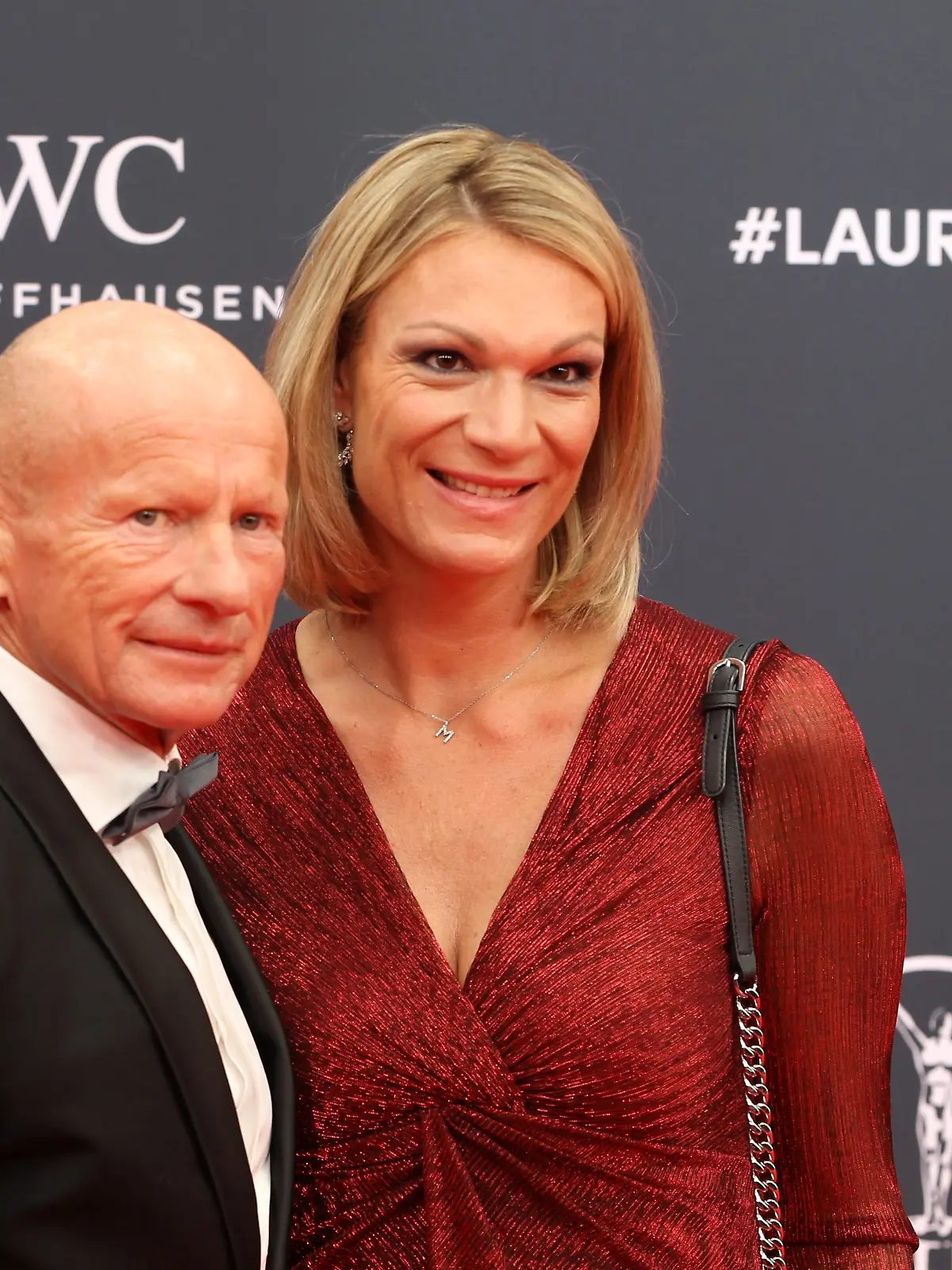 Former alpine skiing star Maria HOEFL- RIESCH (GER) with partner Johann SCHREMPF at the red carpet of the Laureus World Sports Award 2026, Madrid,Palacio de Cibeles, 20.04.2026