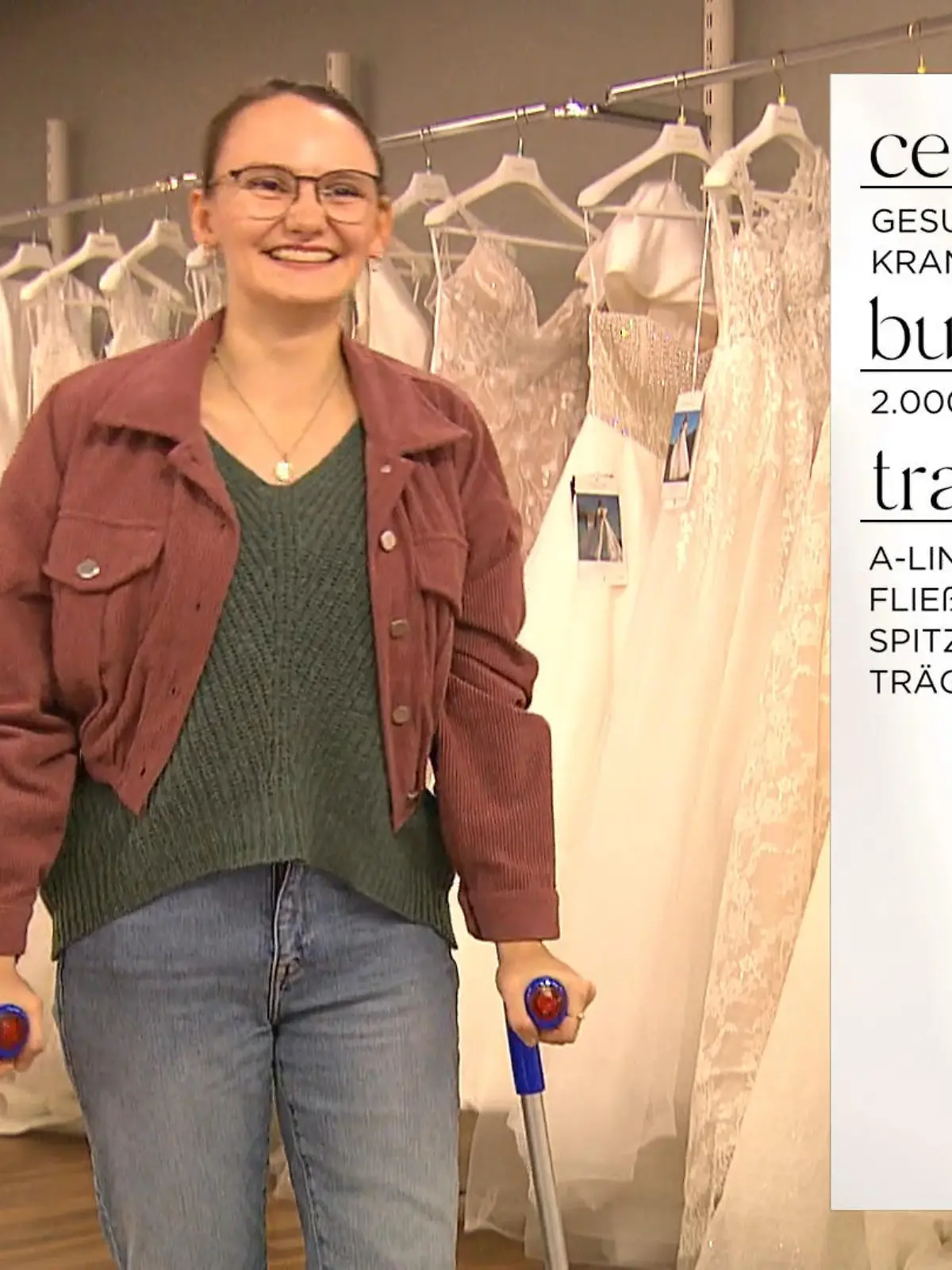 Bild zu: "Celine sucht auf Krücken ihr Traumkleid – wird der Termin trotzdem ein Treffer?"