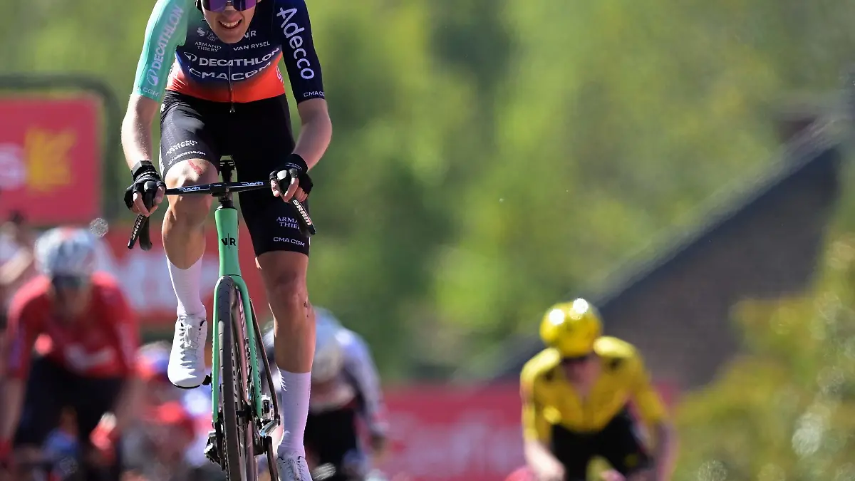 Paul Seixas bei seinem Sieg beim Flèche Wallonne. (Archivbild)