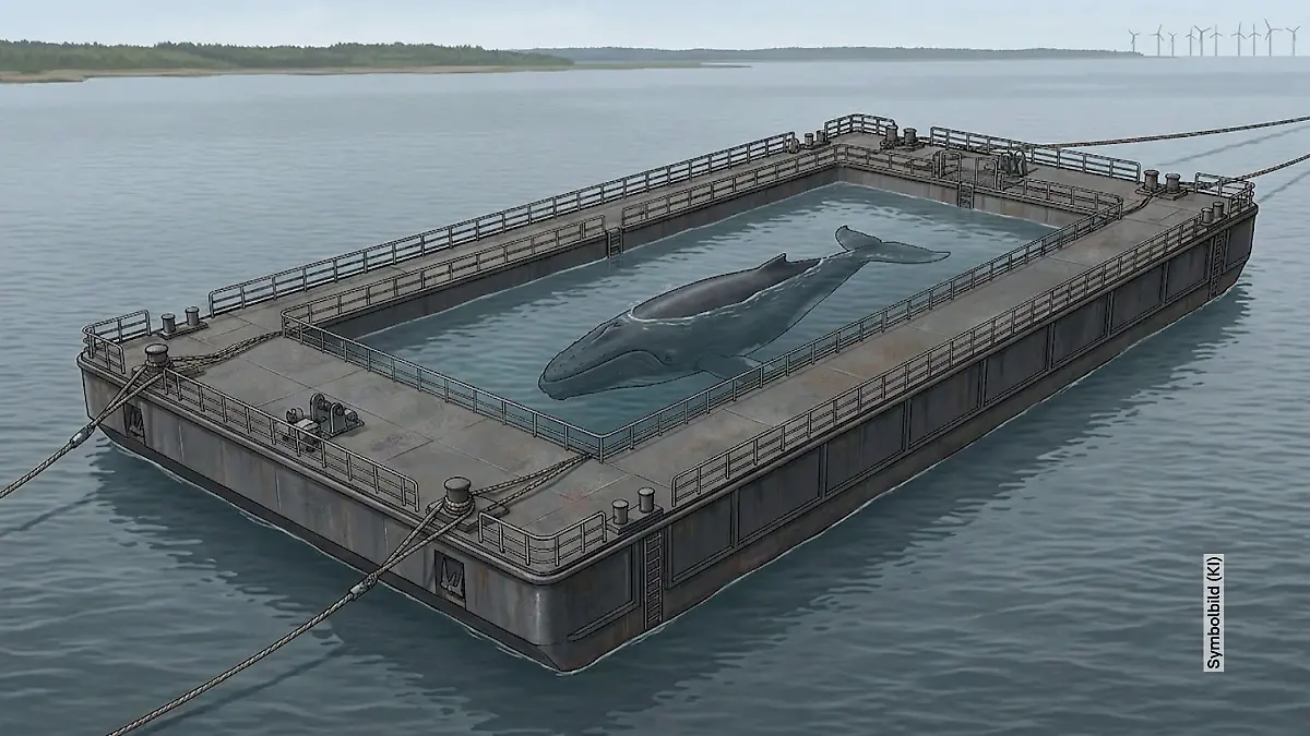 Wal-Transport im Schwimm-Becken: So soll Timmy in der Barge sicher in die Nordsee reisen. (Symbolbild)