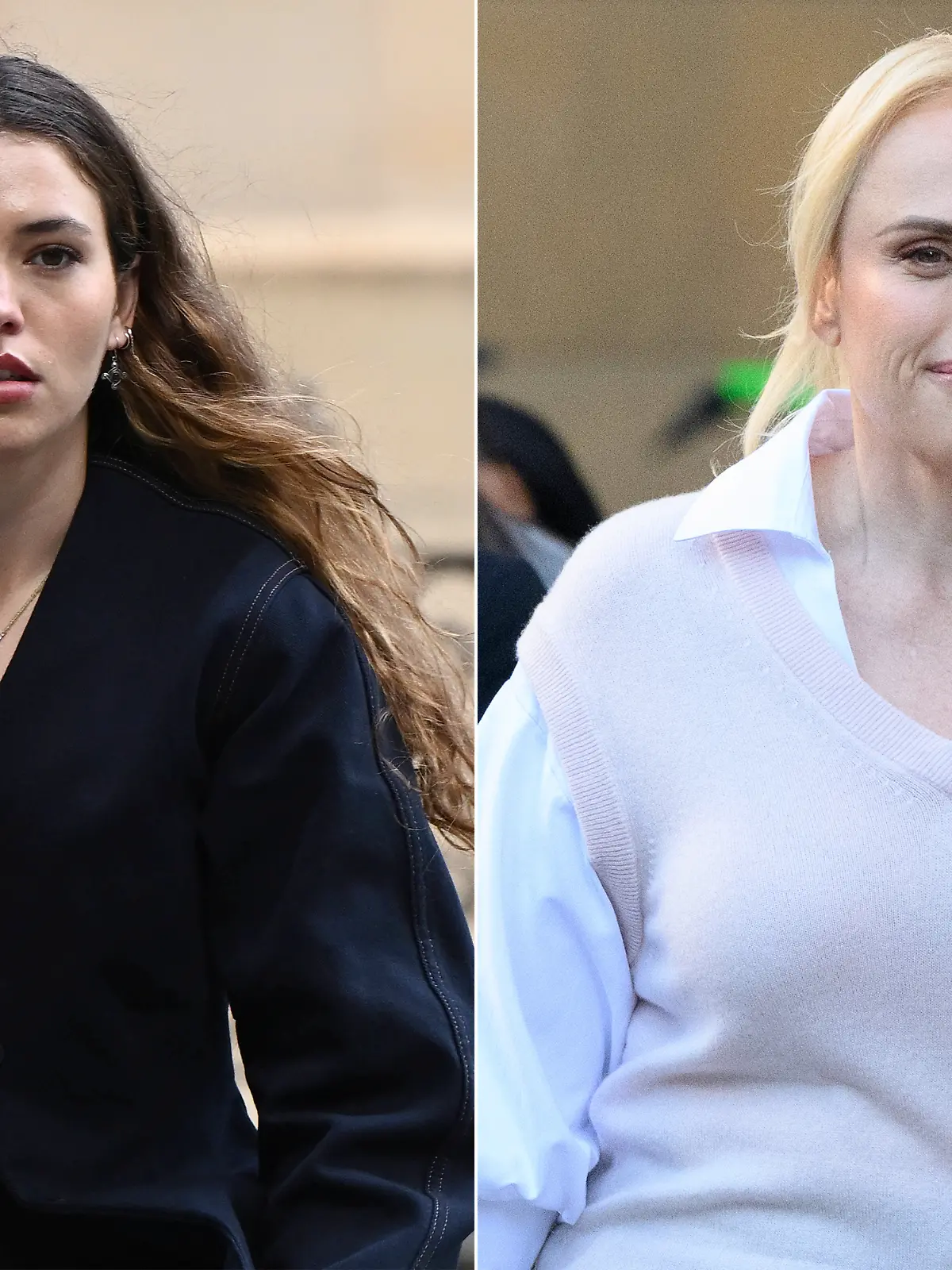 REBEL WILSON COURT, A comparison diptych generated on Tuesday, April 28, 2026, shows left Charlotte MacInnes during a break at the Federal Court of Australia, in Sydney, Thursday, April 23, 2026, and right Rebel Wilson arriving at the Federal Court of Australia, in Sydney, Tuesday, April 28, 2026.  NO ARCHIVING SYDNEY NEW SOUTH WALES Australia PUBLICATIONxNOTxINxAUSxNZLxPNGxFIJxVANxSOLxTGA Copyright: xBIANCAxDExMARCHIx 20260428167196912225