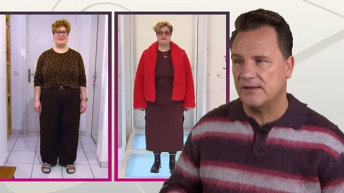 Shopping Queen: Bildmontage: Links Kandidatin Amy im Vorher-Nachher-Vergleich, rechts Guido Maria Kretschmer