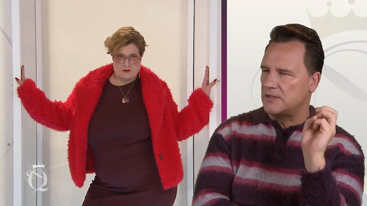 Shopping Queen: Bildmontage: Links Kandidatin Amy im neuen Styling auf dem Catwalk, rechts Guido Maria Kretschmer