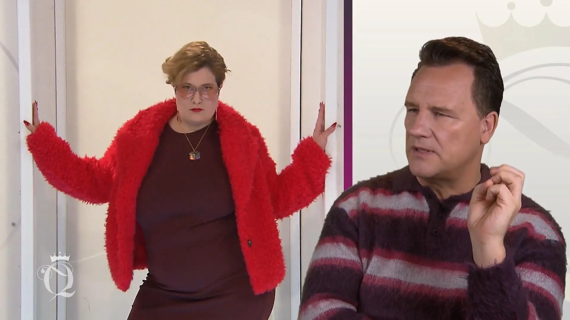 Shopping Queen: Bildmontage: Links Kandidatin Amy im neuen Styling auf dem Catwalk, rechts Guido Maria Kretschmer