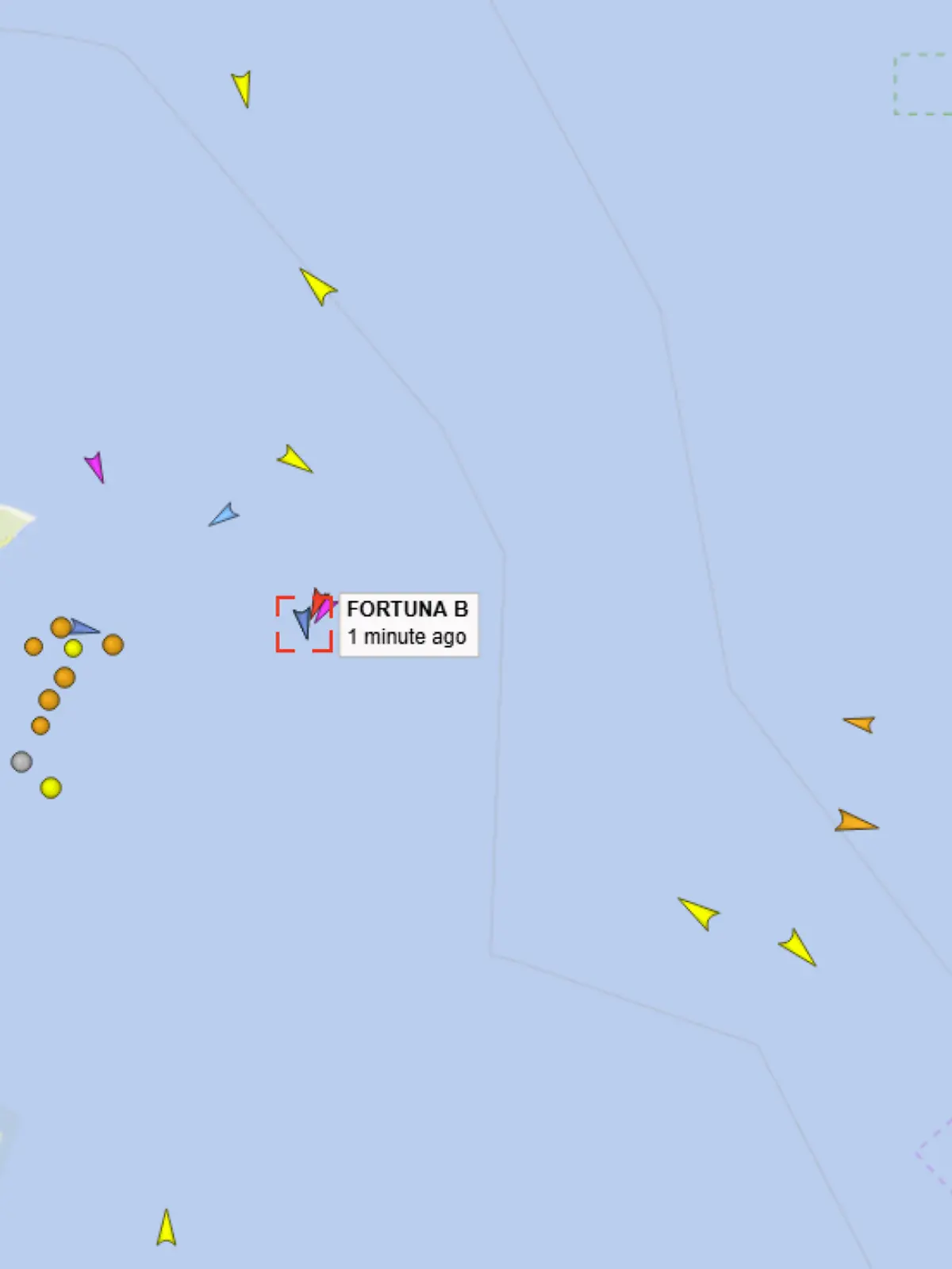 Die Position des Schleppers am Morgen des 1. Mai