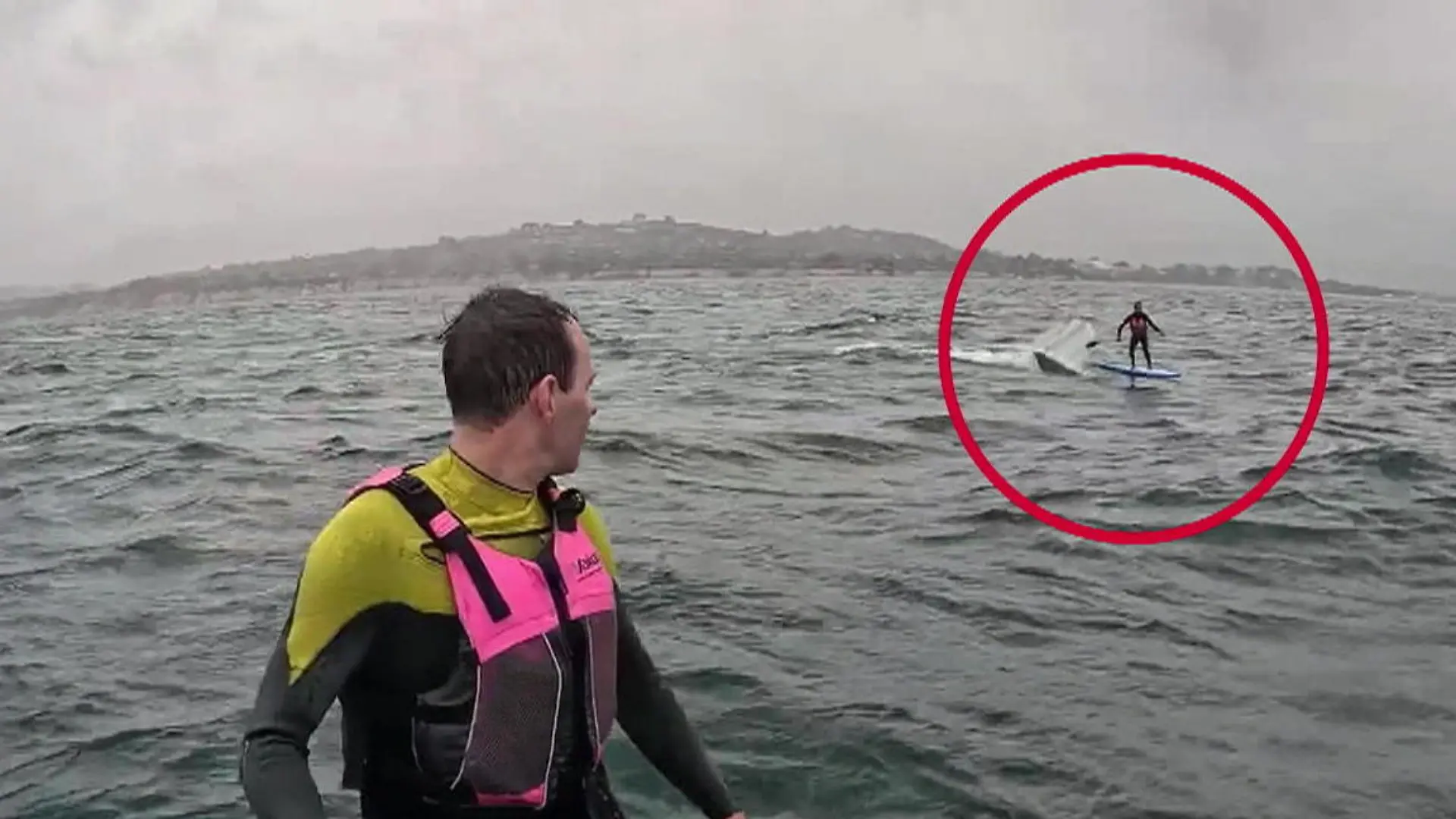 Minutenlange Verfolgungsjagd! Riesiger Drei-Meter-Hai rast auf Surfer zu Attacke vor Kalifornien
