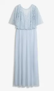 Maxikleid aus feinem Tüll mit Paillettenstickerei
