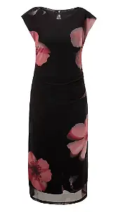 Mesh-Midikleid mit Blütenprint