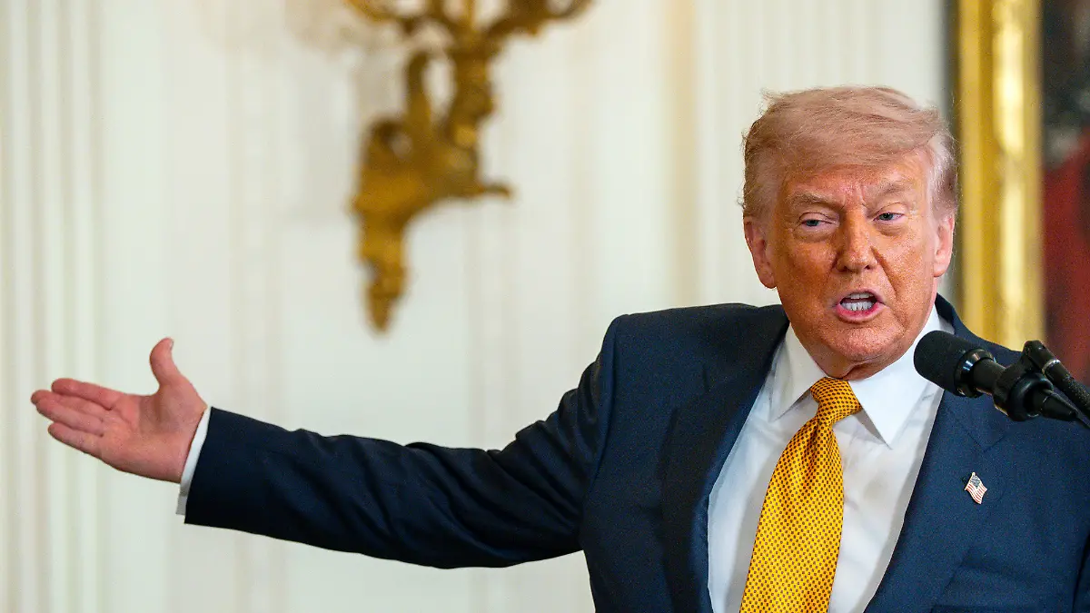 President Donald Trump speaks during an event honoring military mothers and spouses in the East Room of the White House in Washington, DC on Wednesday, May 6, 2026. Photo by Bonnie Cash/UPI Photo via Newscom picture alliance