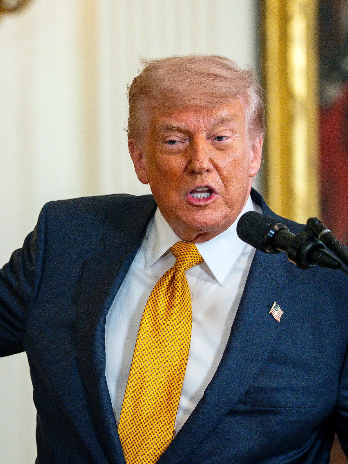 President Donald Trump speaks during an event honoring military mothers and spouses in the East Room of the White House in Washington, DC on Wednesday, May 6, 2026. Photo by Bonnie Cash/UPI Photo via Newscom picture alliance