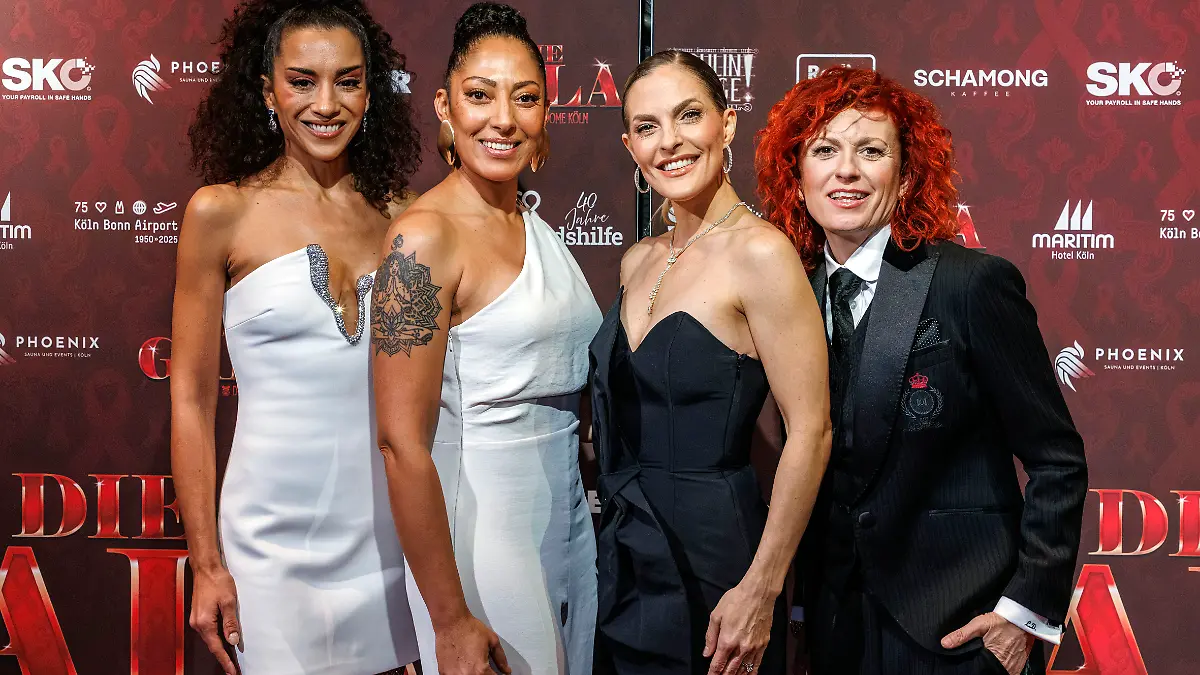 Nadja Benaissa, Jessica Wahls, Sandy Mölling und Lucy Diakovska von den No Angels bei der Charity Gala zugunsten der Aidshilfe Köln im Musical Dome. Köln, 01.12.2025