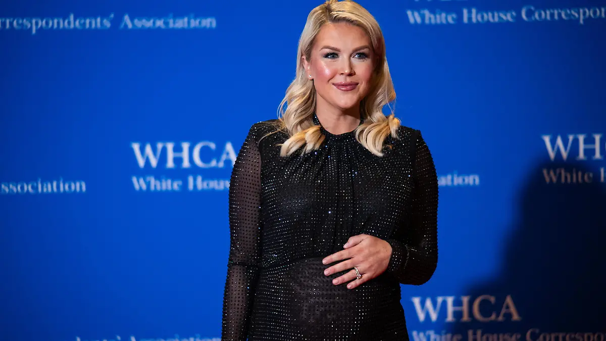 White House Press Secretary Karoline Leavitt attends the 2026 White House Correspondents Dinner at the Washington Hilton in Washington, DC on April 25, 2026. Shots were fired at the dinner and President Trump and other cabinet officials were escorted out of the building, with the event left unfinished.(Photo by Annabelle Gordon/Sipa USA)